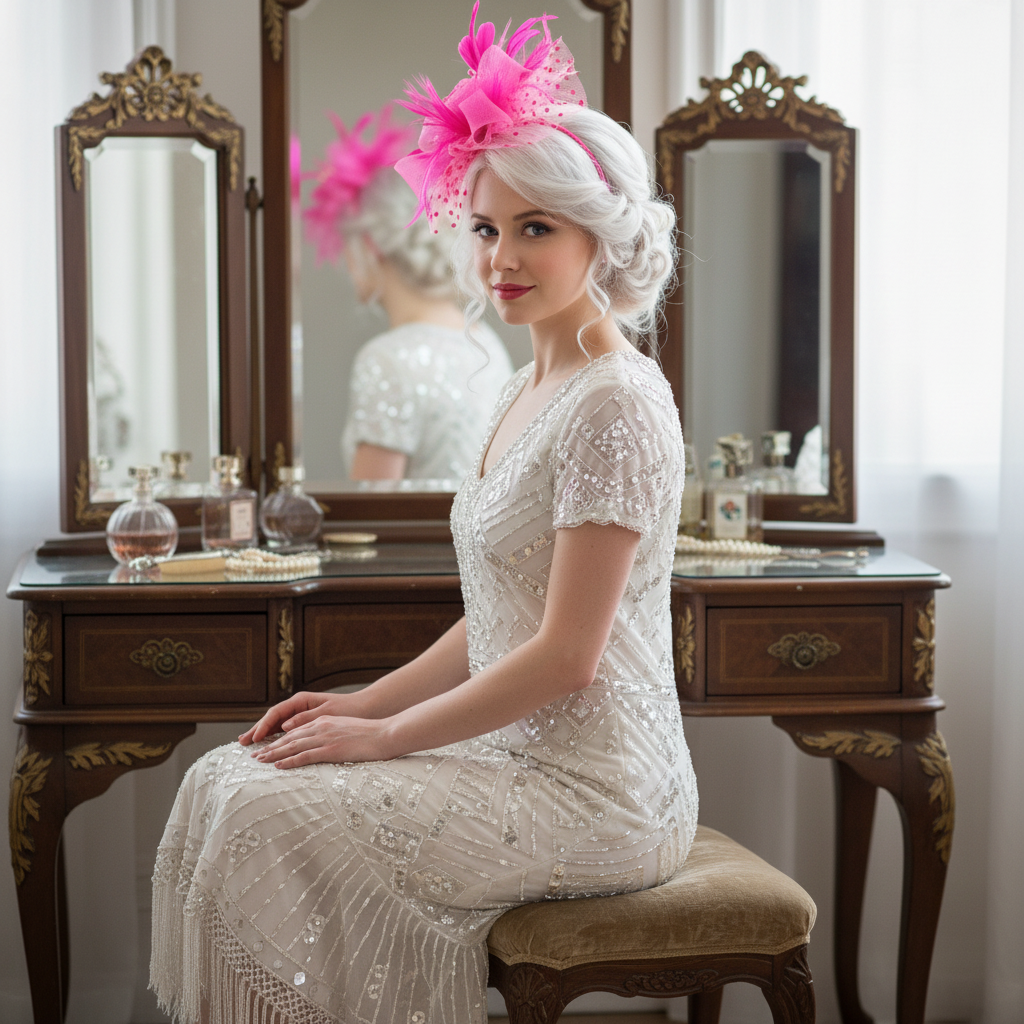 KOKO Mesh Feather Headband Fascinators