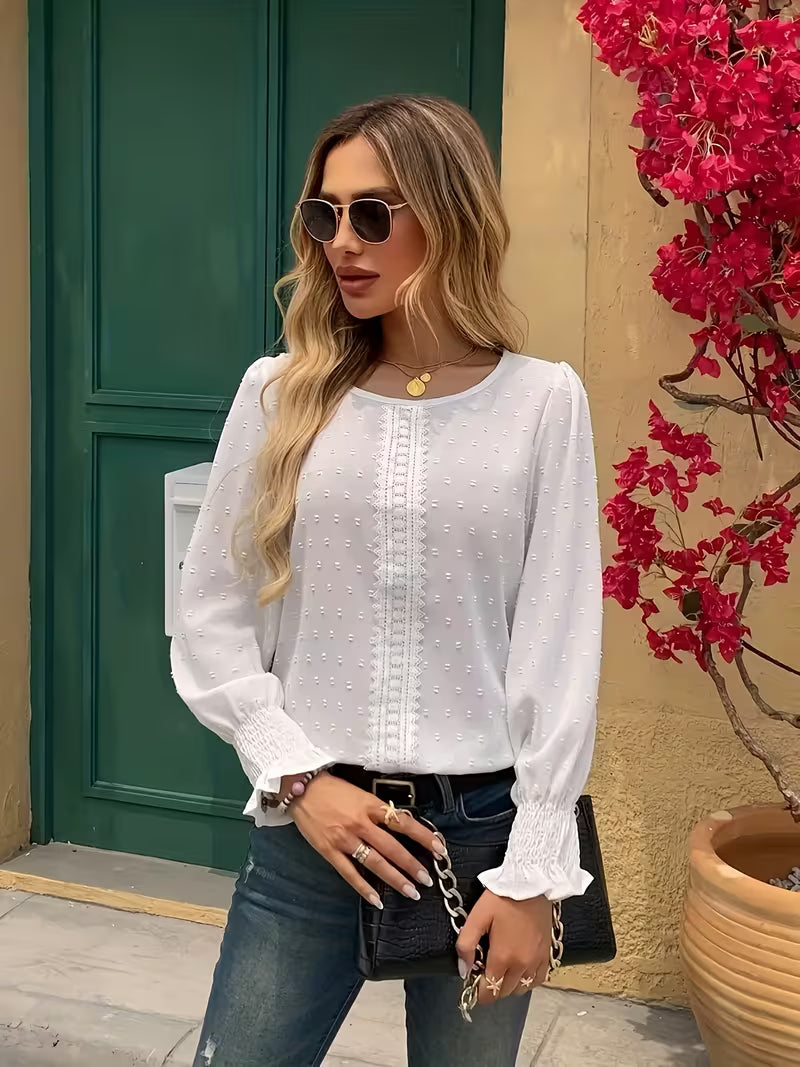 Emery Rose Shirred Long Sleeve Tops