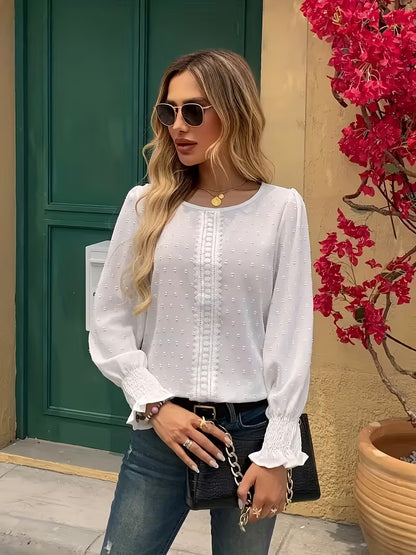 Emery Rose Shirred Long Sleeve Tops