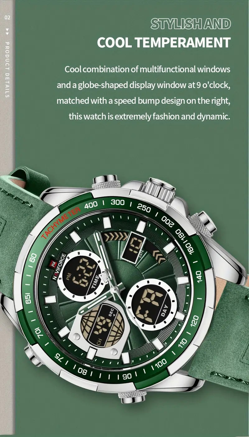 NAVIFORCE Luxury Waterproof Dual Display Sports Quartz Watch