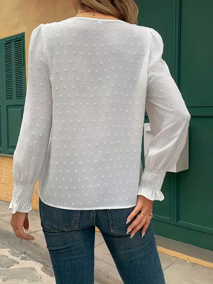 Emery Rose Shirred Long Sleeve Tops