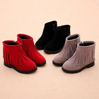 Girls Fringe Ankle Boots