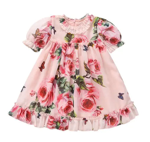 Floral Party Dress with Puff Sleeves