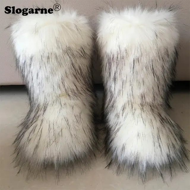 Luxurious Faux Fox Fur Boots