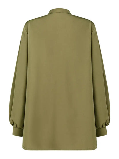 ZANZEA Plus Size Fine Pleated Long Sleeve Top