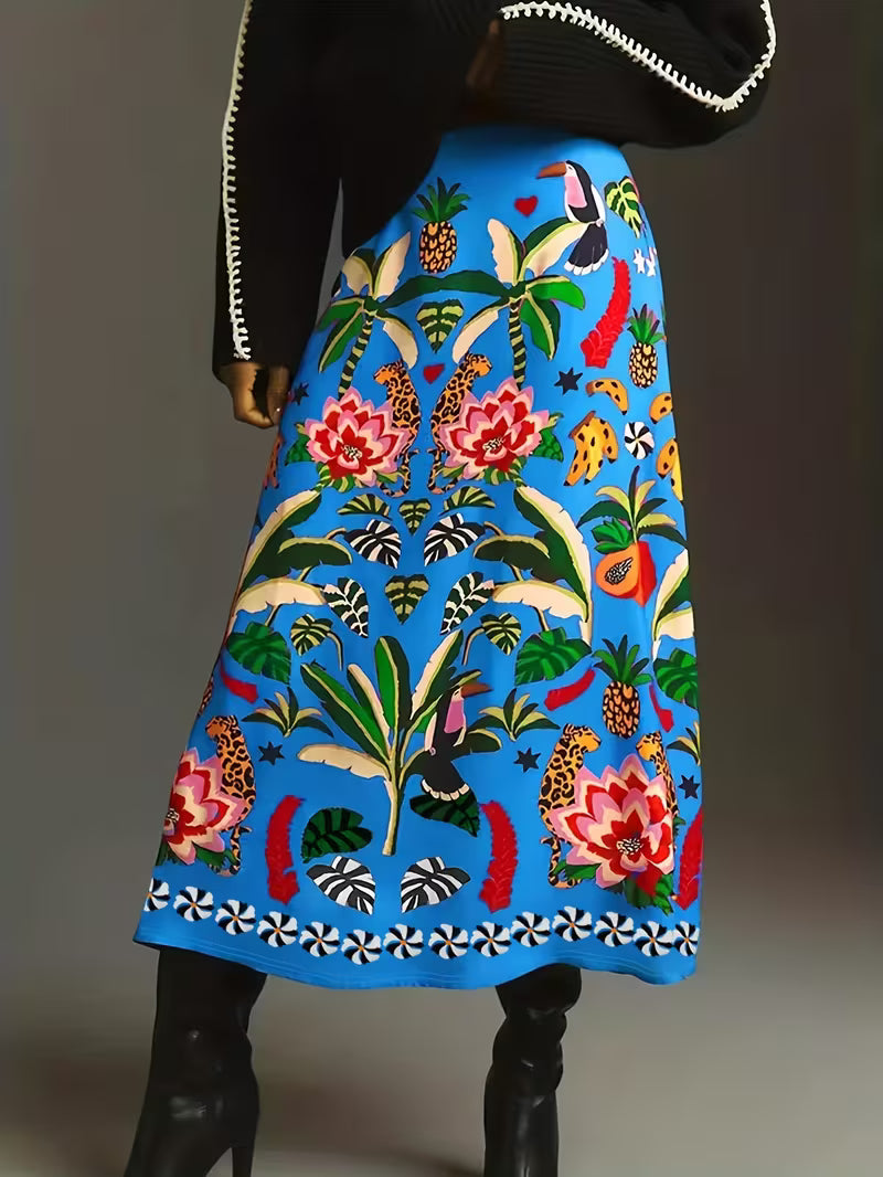 Tropical Rio Floral A-Line Skirt