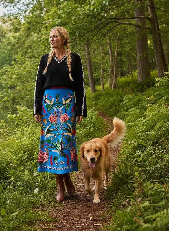 Tropical Rio Floral A-Line Skirt