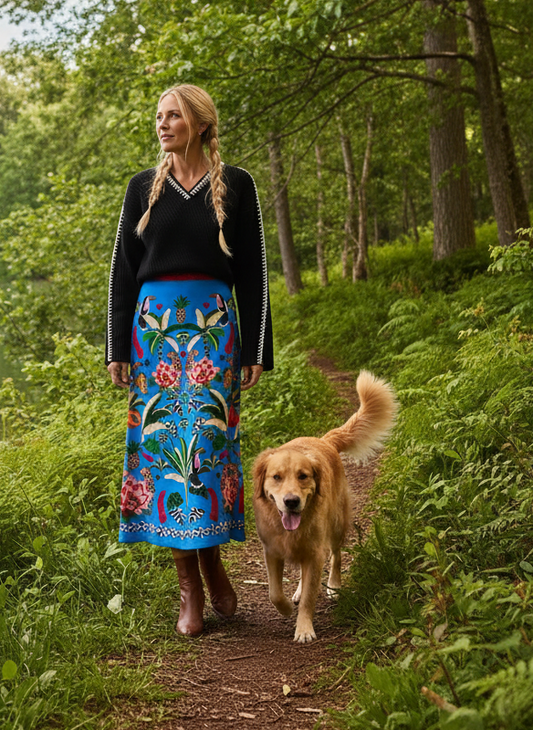 Tropical Rio Floral A-Line Skirt