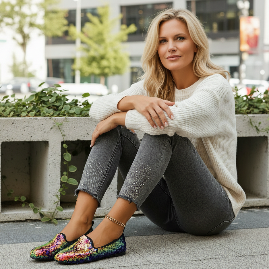 Rainbow Sequined Lightweight Comfortable Flats