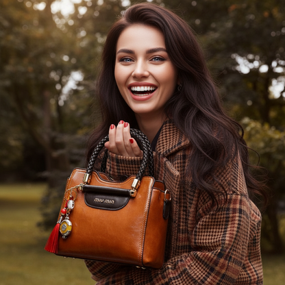 MIU MIN Leather Kelly Handbag