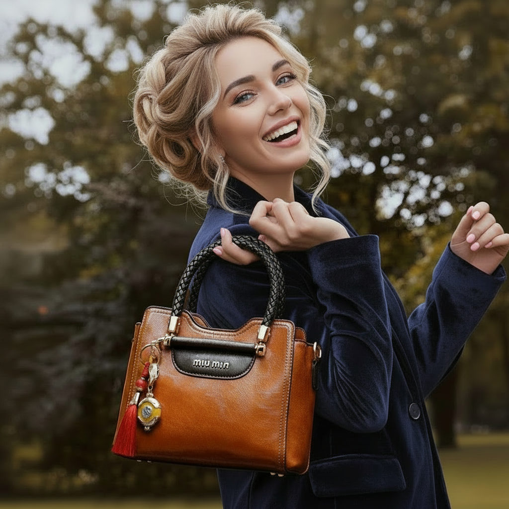 MIU MIN Leather Kelly Handbag