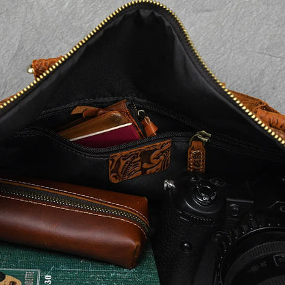 Vintage Crazy Horse Embossed Leather Weekend Bags