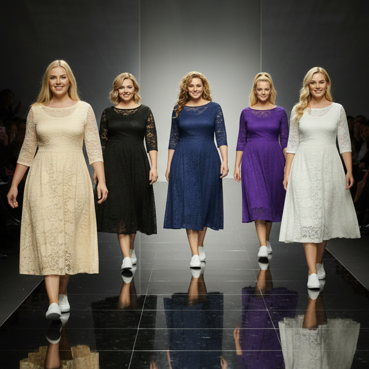 Chic Plus Size Lace Midi Dress