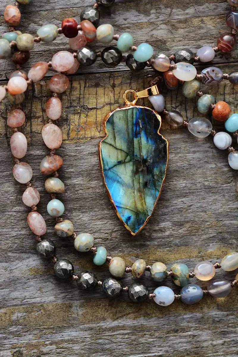 Pyrite Labradorite Pendant Necklace