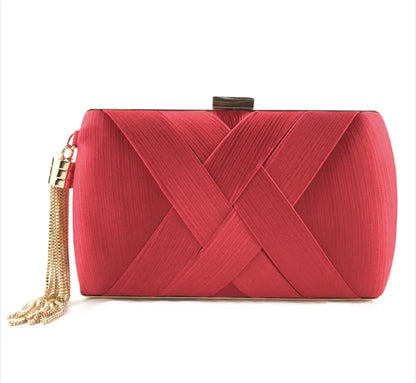 Satin Crisscross Evening Clutch