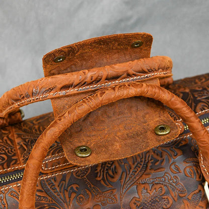 Vintage Crazy Horse Embossed Leather Weekend Bags