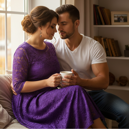 Chic Plus Size Lace Midi Dress