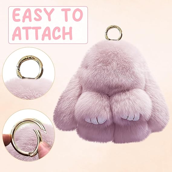 Sweet Life Bunny Lulu - Plush Rabbit Fur Key Ring and Tin