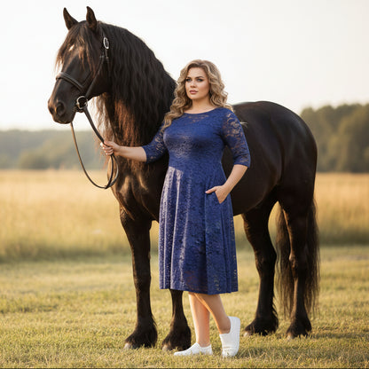 Chic Plus Size Lace Midi Dress