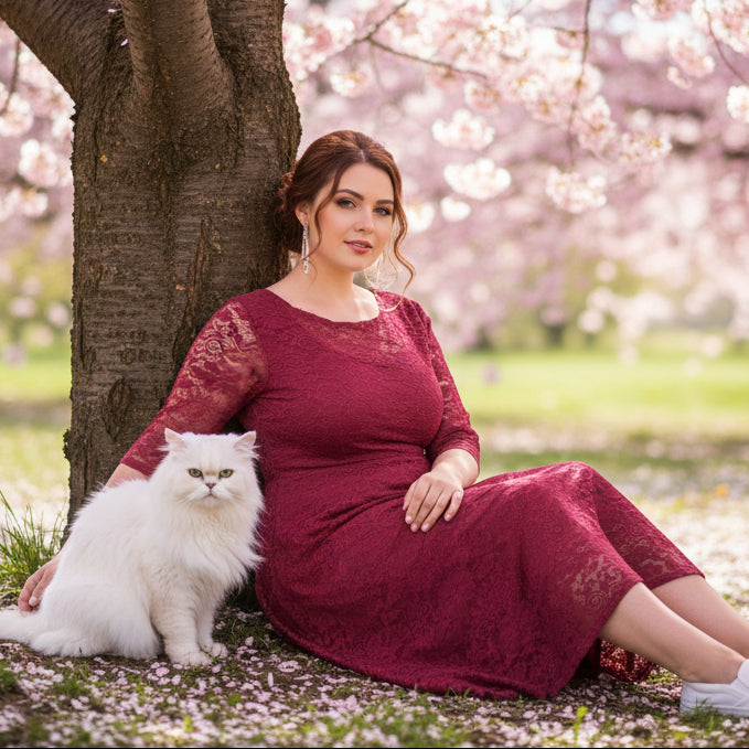 Chic Plus Size Lace Midi Dress