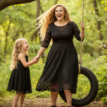 Chic Plus Size Lace Midi Dress