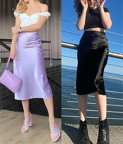 High-Waist A-Line Midi Skirts
