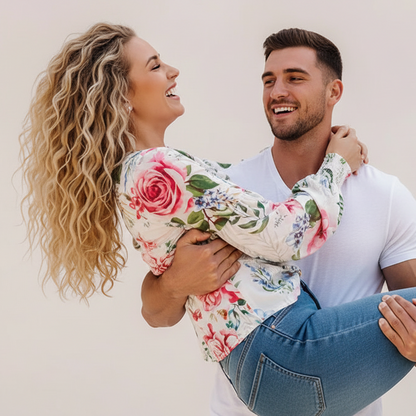 Mia Floral Shirred Cuff Blouse