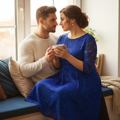 Chic Plus Size Lace Midi Dress