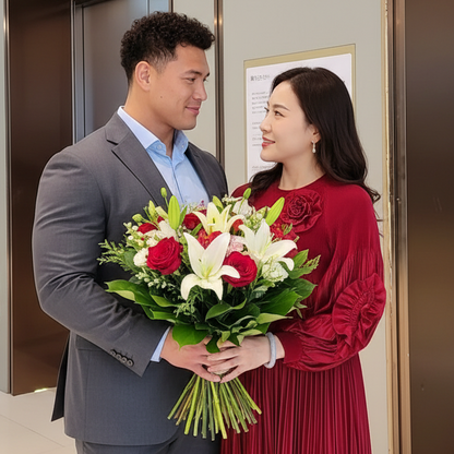 Elegant Floral Applique Fine Pleated Polyester Ruffle Dresses