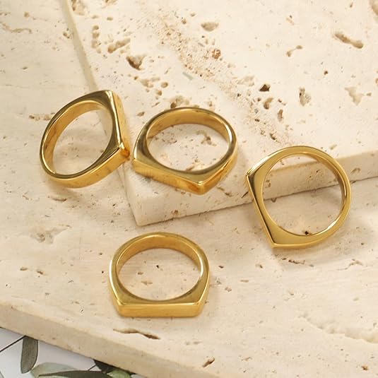 18K Gold Plated Titanium Square Ring