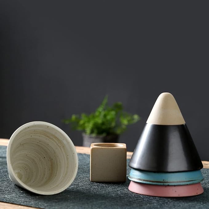 Stoneware Espresso Ceramic Cone Cup and Base