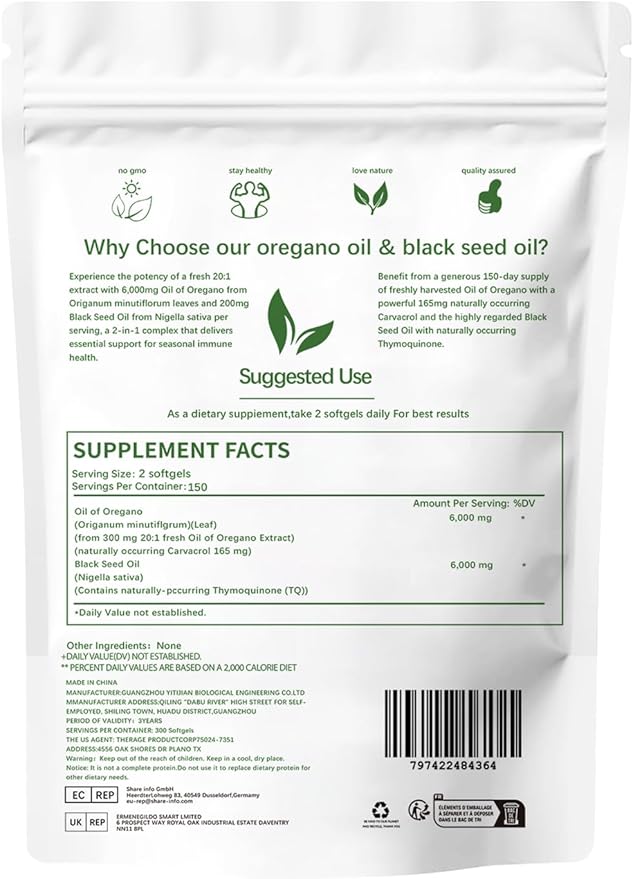 Oregano Oil & Black Seed Oil Softgel Capsules