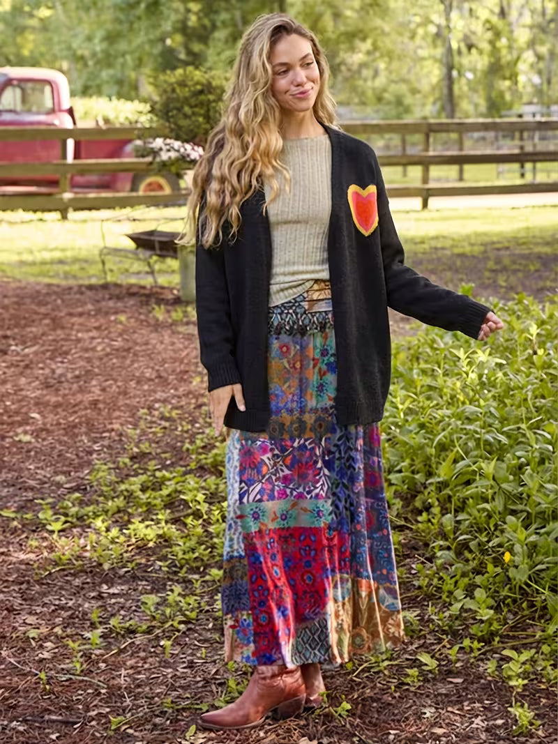 Chic Heart Knit Cardigan Coat