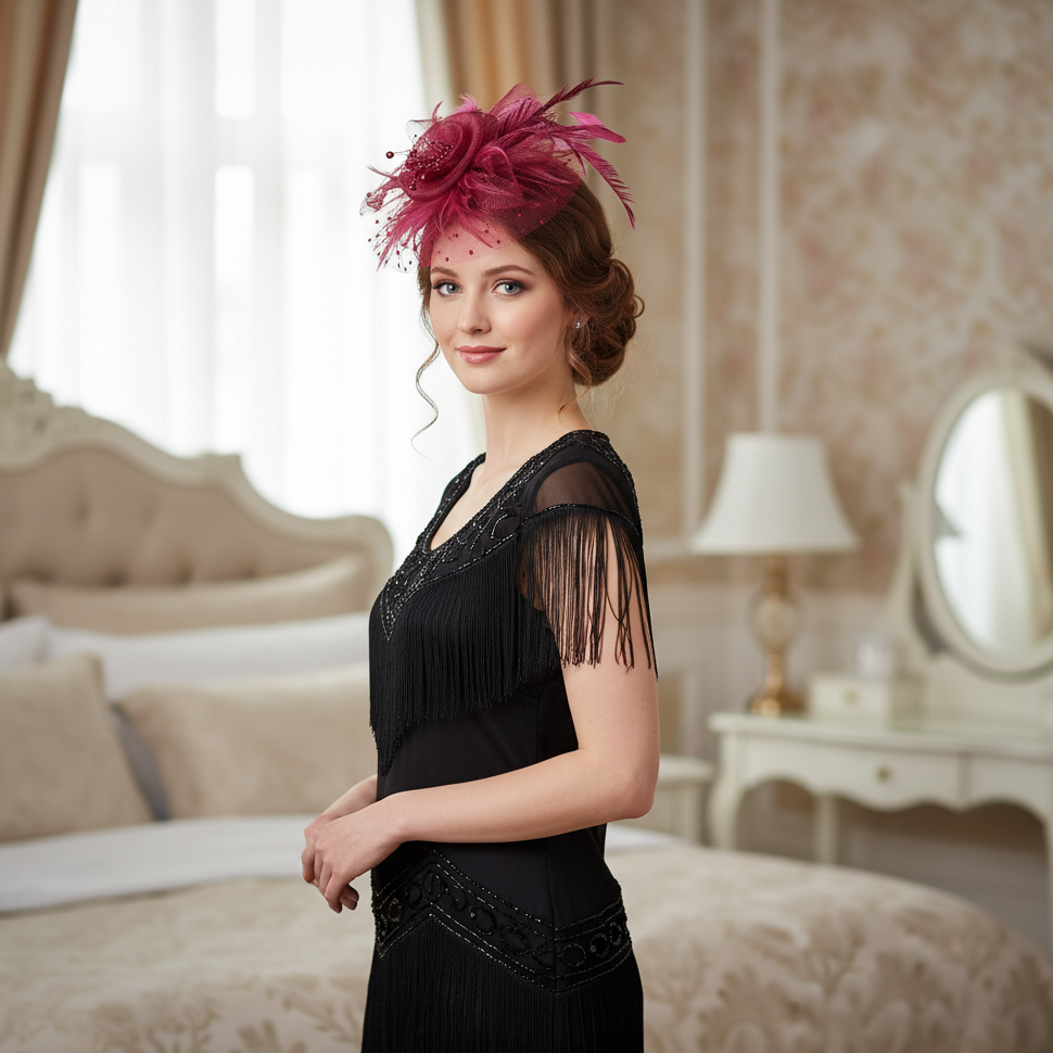 KOKO Mesh Feather Headband Fascinators