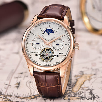 LIGE Belmont Automatic Mechanical Tourbillon Waterproof Watches