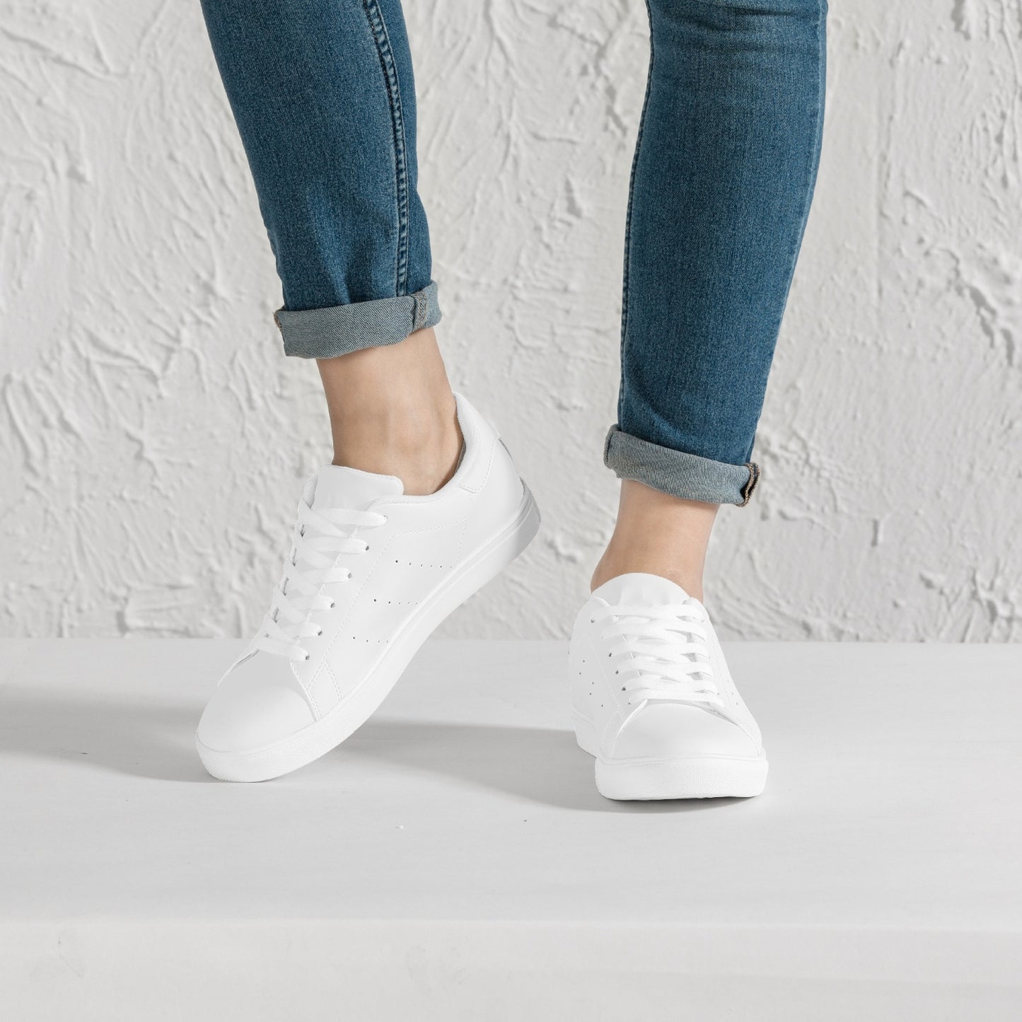 White Classic Low-Top Jensen Leather Sneakers