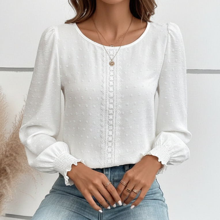 Emery Rose Shirred Long Sleeve Tops