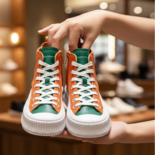 REBEL Platform High Top Cowhide Leather Sneakers