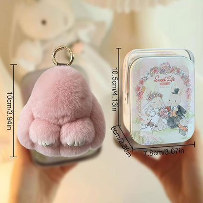 Sweet Life Bunny Lulu - Plush Rabbit Fur Key Ring and Tin