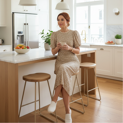 Puff Sleeve Sequin Midi Dress