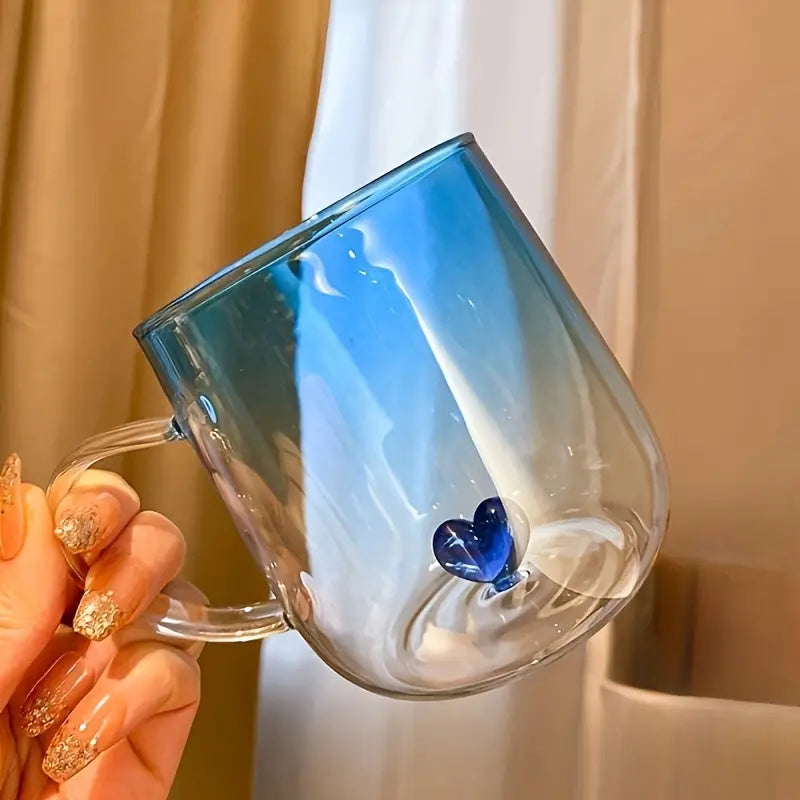 Heart-Shaped Gradient Glass Mugs