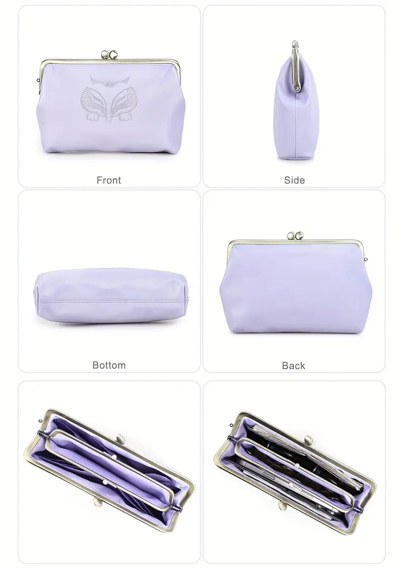 Foxy Genuine Leather Vintage Long Snap Closure Wallets