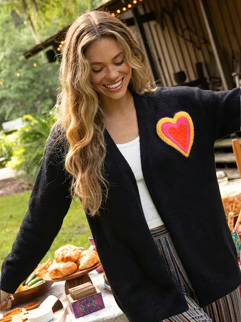 Chic Heart Knit Cardigan Coat