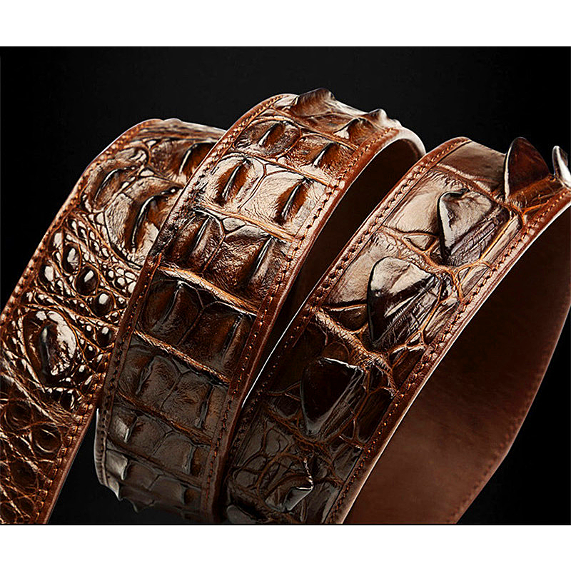 Hornback Crocodile Skin Leather Belts