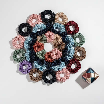 Bohemian Satin Thin Hair Scrunchies (19 Piece Set)