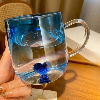 Heart-Shaped Gradient Glass Mugs