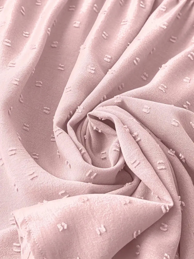 Polka Dot Textured Short Sleeved Blouse Top