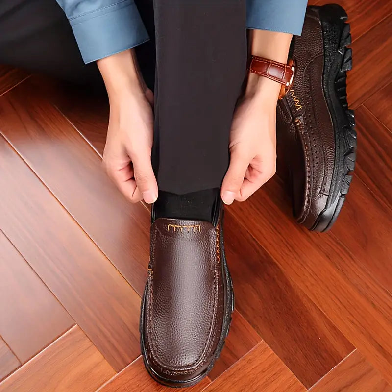 ONYX ASH Genuine Leather Slip-On Dress Shoes