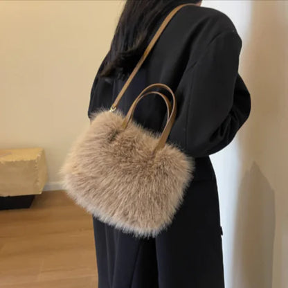 Faux Fox Fur Crossbody Tote Bags