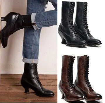 Victorian Retro Lace-Up Boots